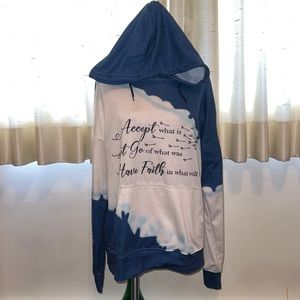 Tie Dye Blue Hoodie with quote